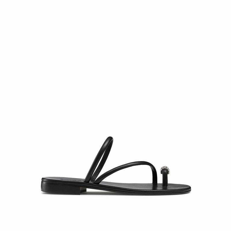 Russell & Bromley Quartz+ Toe Loop Gem Sandals Women's Black [IGW21GA]